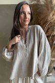 Laurie Cushion Cotton Blouse Stone /14=